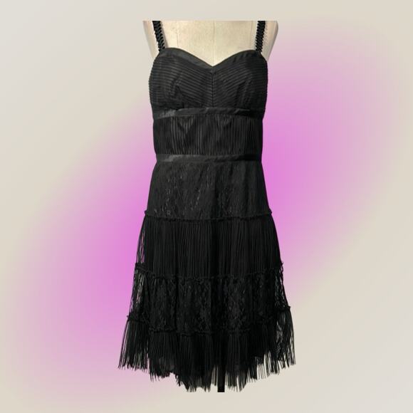 Antonio Melani Black Vintage 40s Look Old Hollywood Lace Cocktail Dress 10 L NEW - Picture 7 of 14